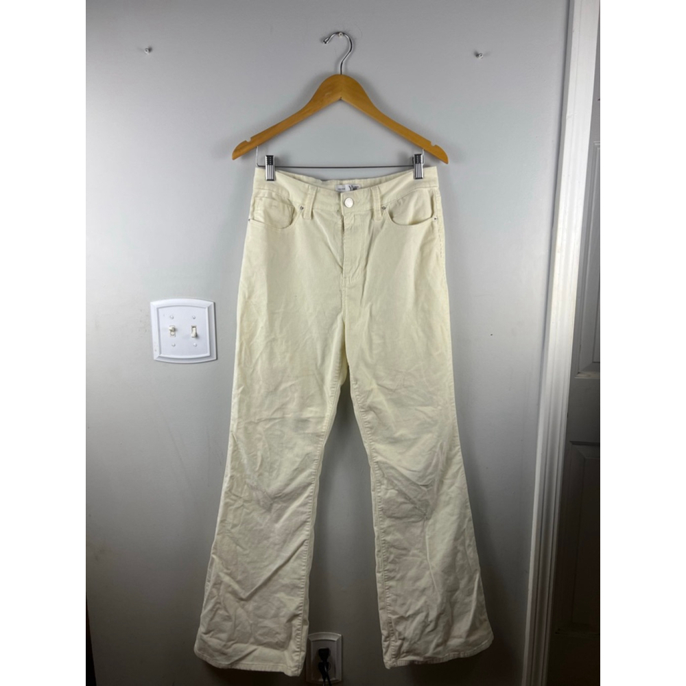 YMI High Rise Cream Corduroy Pants Womens 31x32 Flare Leg Vintage Style